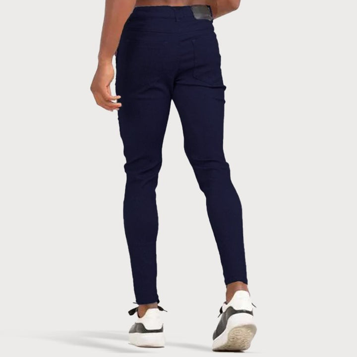 Stretch Men’s Trousers - Oliver-Dark Blue-28-Nora Luxe