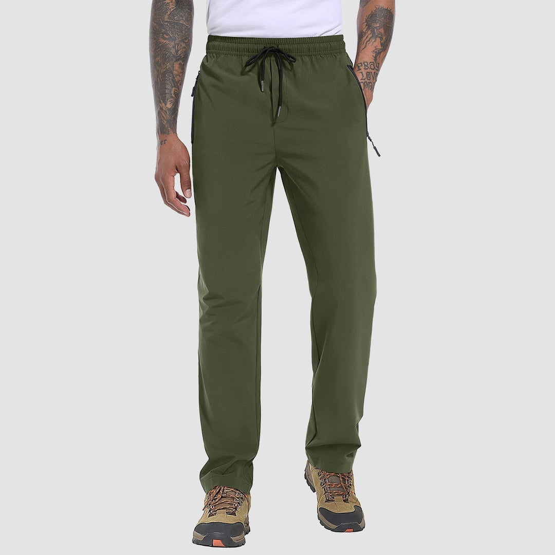 Stretch & Quick-Drying Men's Outdoor Trousers - FlexiTrek-Olive Green-S-Nora Luxe