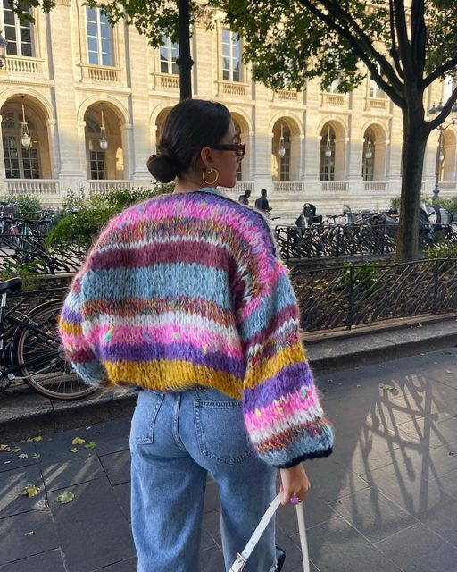 Striped Cardigan with Open Design - Mia-Lila-S-Nora Luxe