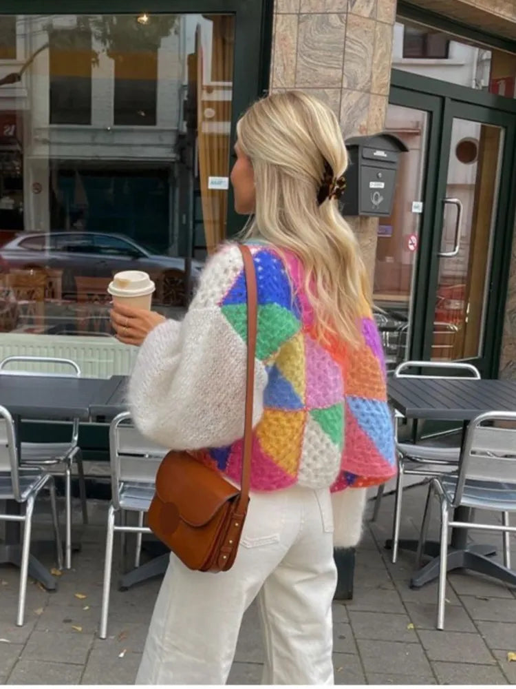 Striped Cardigan with Open Design - Mia-White-S-Nora Luxe