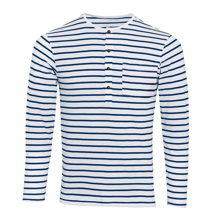 Striped Henley Shirt with Long Sleeves – Ewan-S-State of Style
