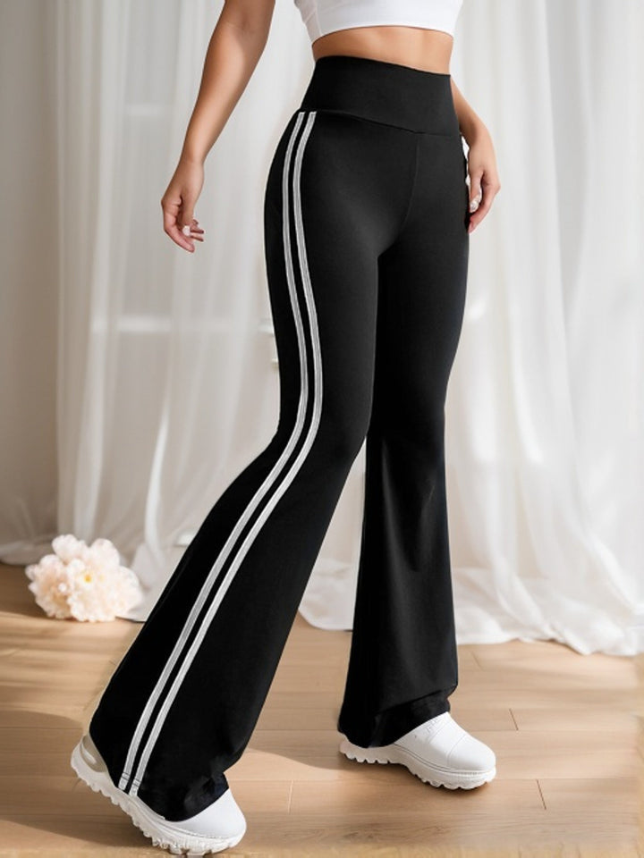 Striped Ladies Flared Trousers with High Waist - Lucia-Black-S-Nora Luxe