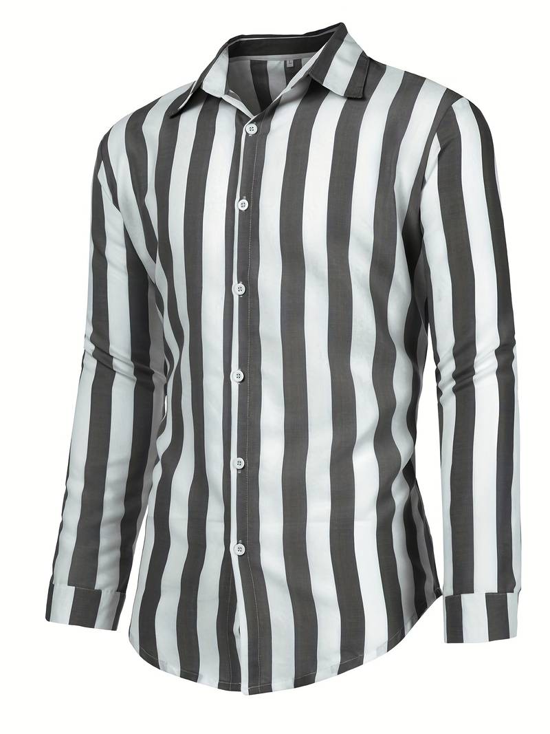 Striped Men's Shirt - Arden-Gray-S-Nora Luxe