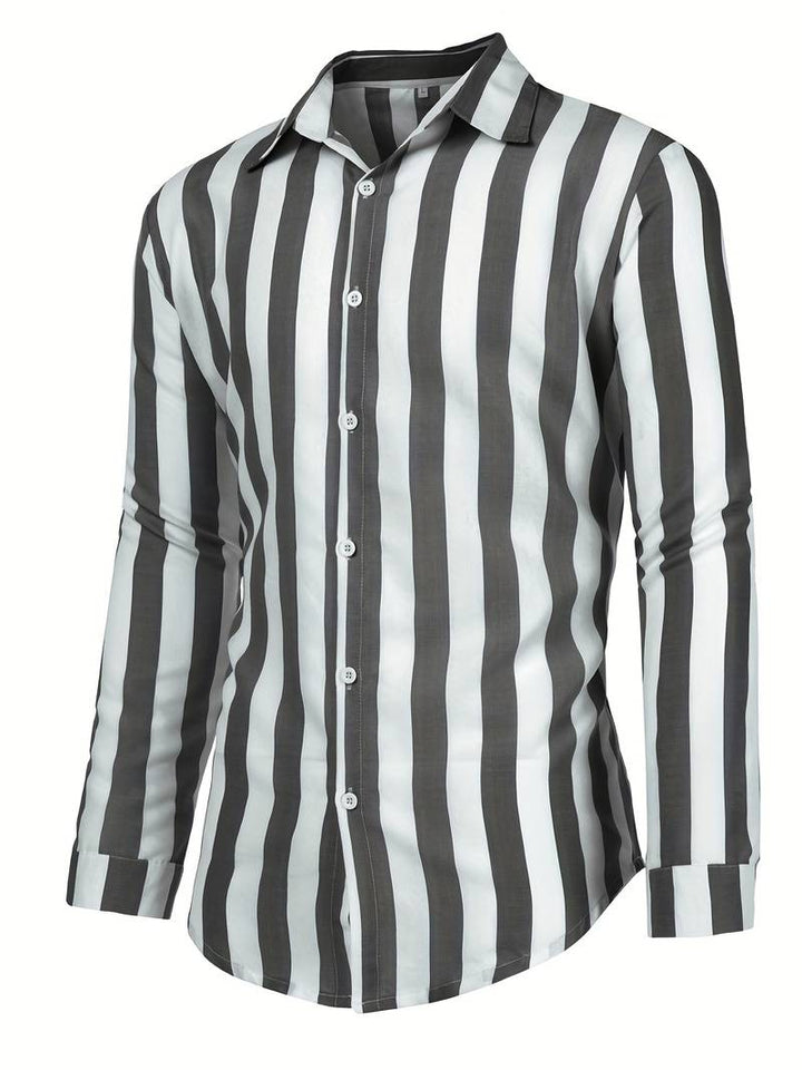 Striped Men's Shirt - Arden-Gray-S-Nora Luxe