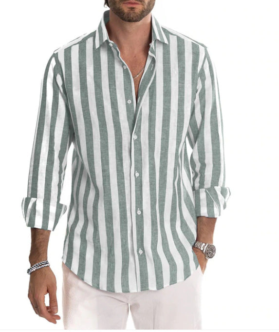 Striped Men's Shirt - Arden-Green-S-Nora Luxe