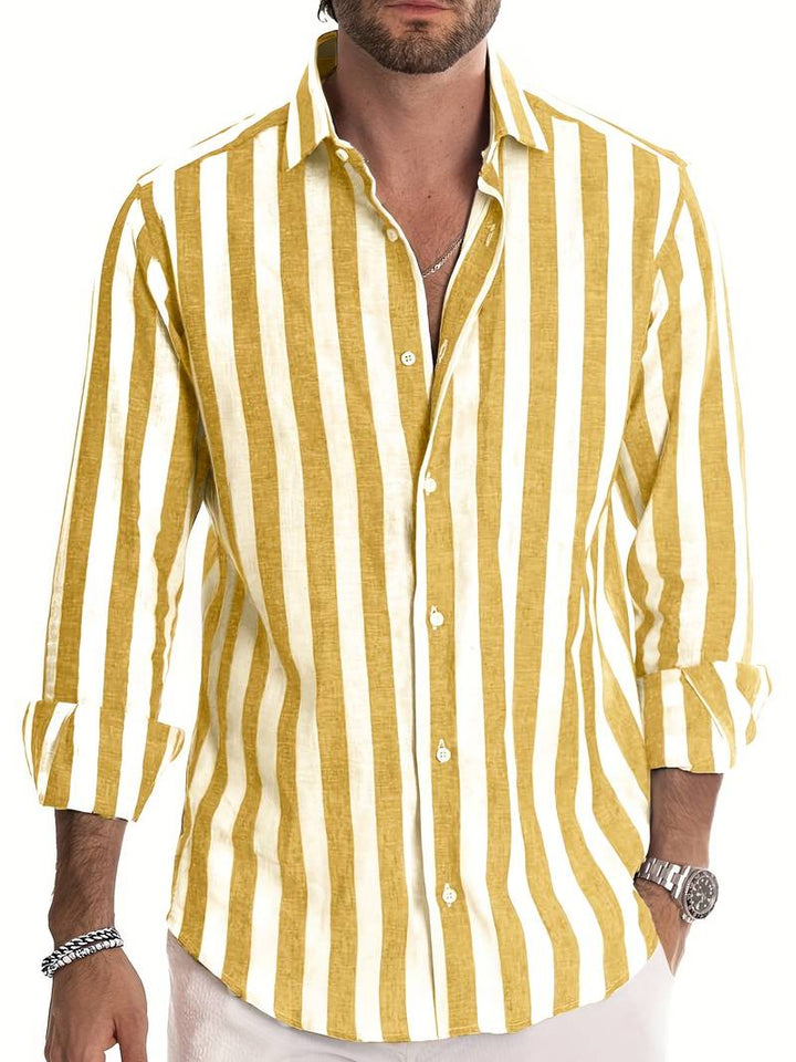 Striped Men's Shirt - Arden-Yellow-S-Nora Luxe