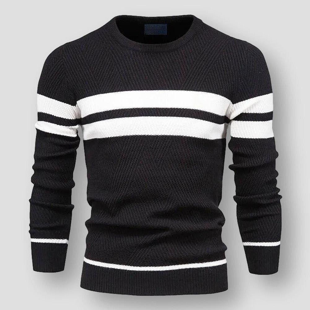 Striped Men's Sweater - Sebastian-Black-S-Nora Luxe