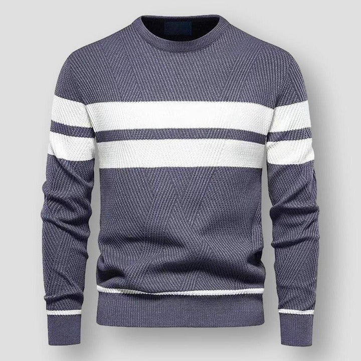 Striped Men's Sweater - Sebastian-Gray-blue-S-Nora Luxe