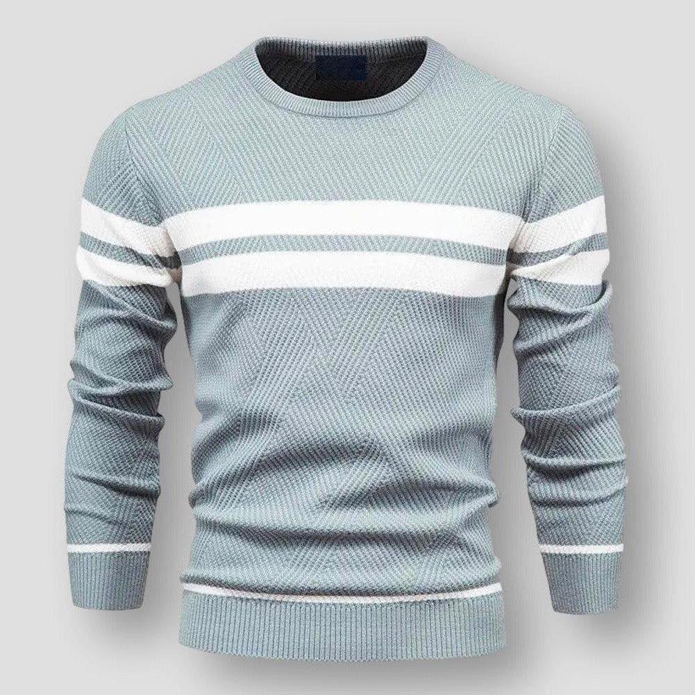Striped Men's Sweater - Sebastian-Light blue-S-Nora Luxe