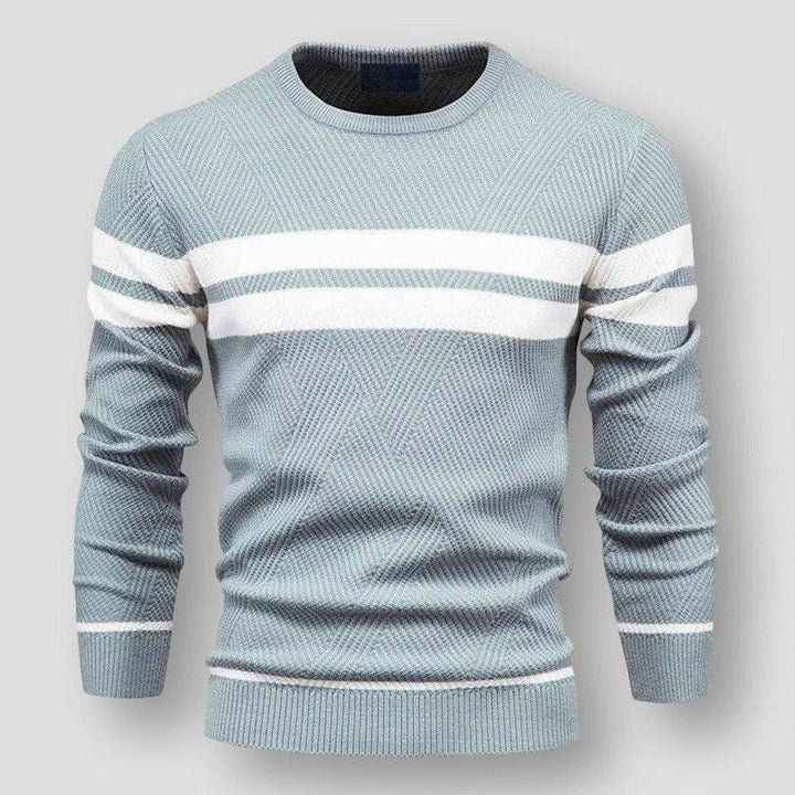 Striped Men's Sweater - Sebastian-Light blue-S-Nora Luxe