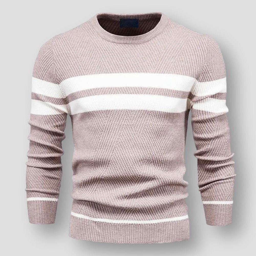 Striped Men's Sweater - Sebastian-Pink-S-Nora Luxe