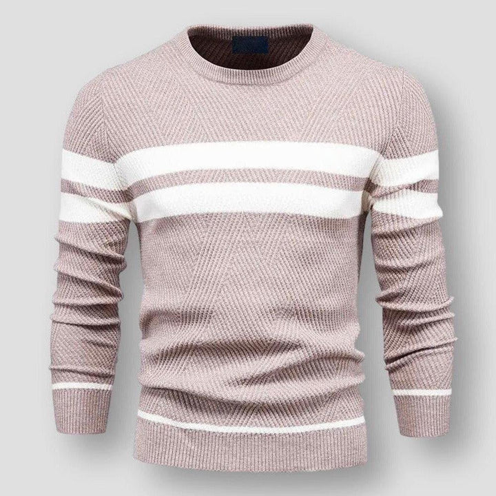 Striped Men's Sweater - Sebastian-Pink-S-Nora Luxe