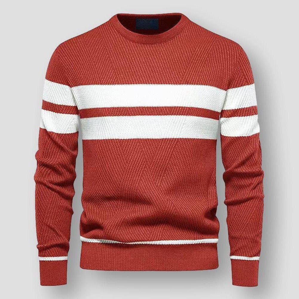 Striped Men's Sweater - Sebastian-Red-S-Nora Luxe