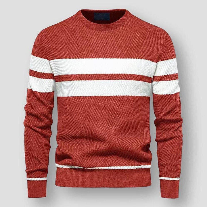 Striped Men's Sweater - Sebastian-Red-S-Nora Luxe