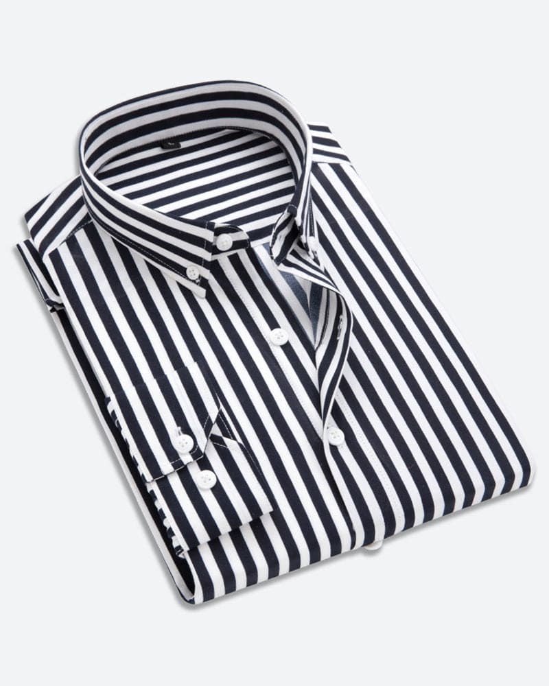 Striped Shirt for Men - Matteo-Black-M-Nora Luxe