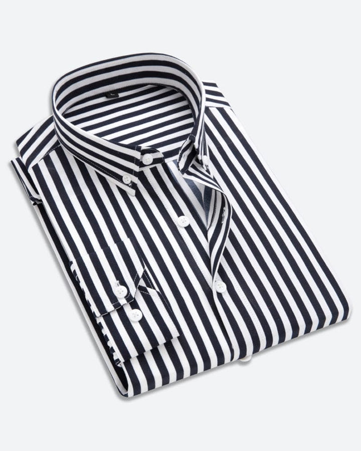Striped Shirt for Men - Matteo-Black-M-Nora Luxe