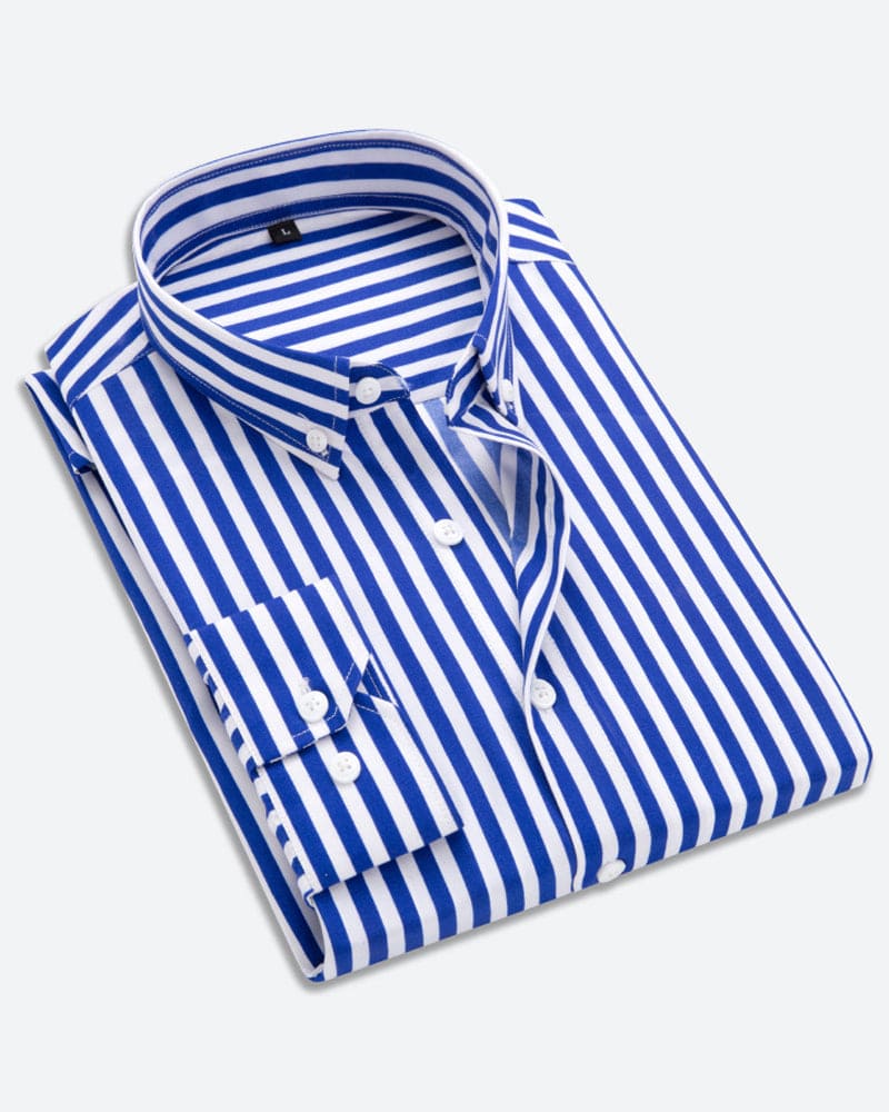 Striped Shirt for Men - Matteo-Blue-M-Nora Luxe