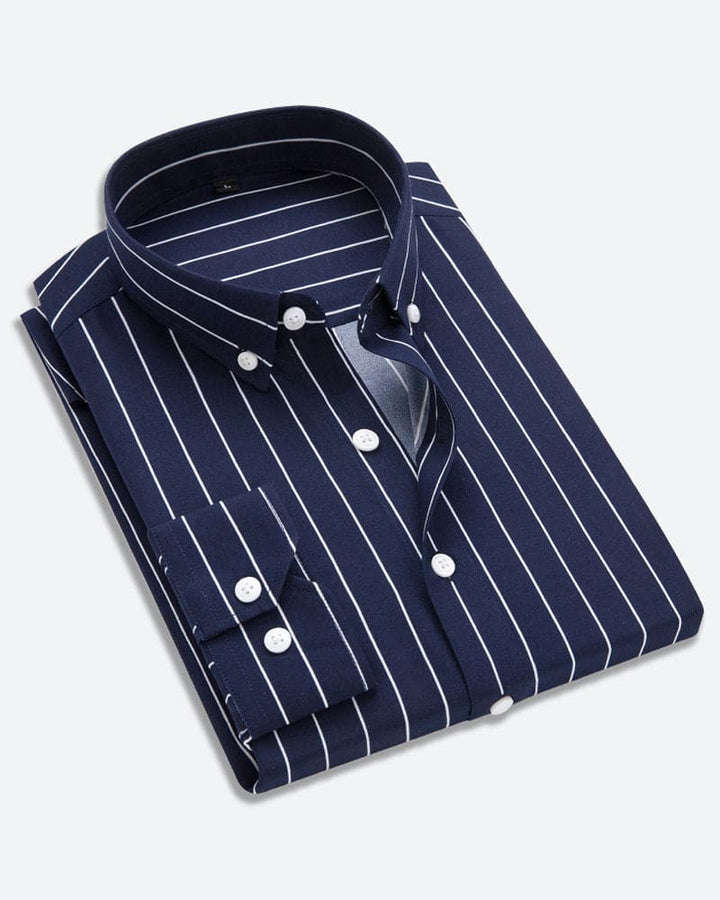 Striped Shirt for Men - Matteo-Dark Blue-M-Nora Luxe