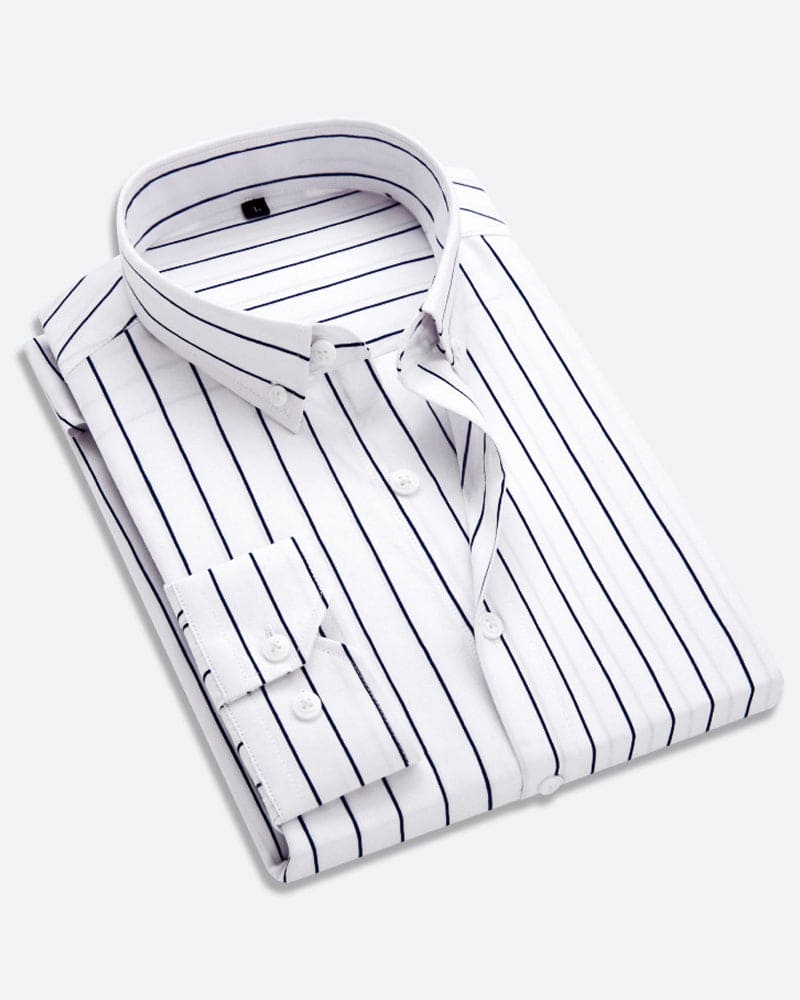 Striped Shirt for Men - Matteo-White-M-Nora Luxe