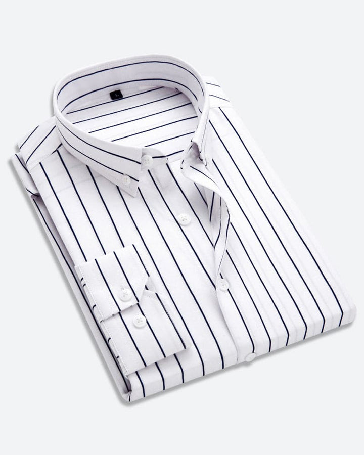 Striped Shirt for Men - Matteo-White-M-Nora Luxe