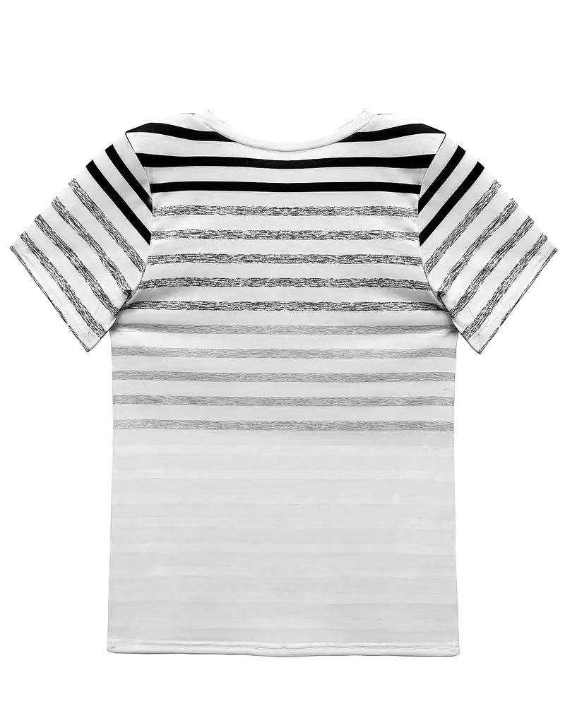Striped women's T-shirt with round neckline & gradient – Melia-Light pink-S-Nora Luxe