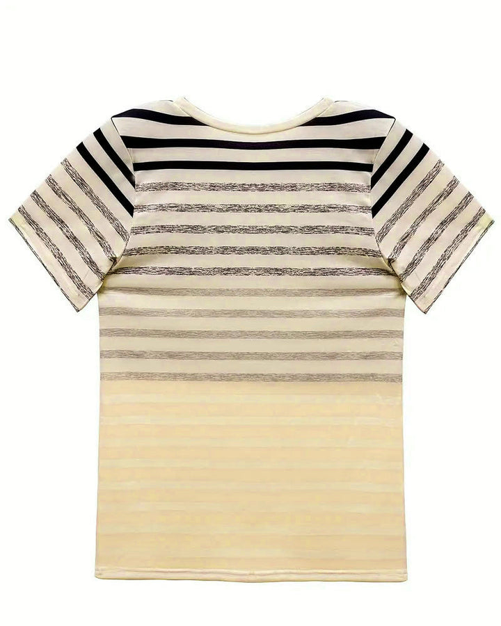 Striped women's T-shirt with round neckline & gradient – Melia-Light pink-S-Nora Luxe