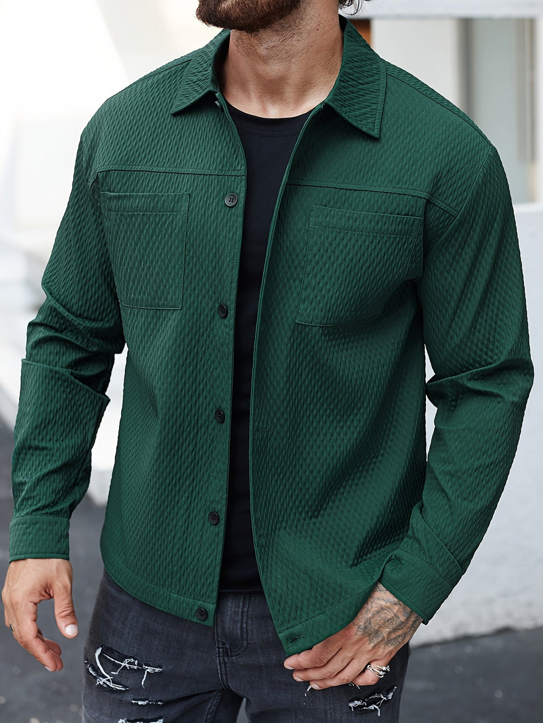 Structured Green Men's Shirt - Finn-S-Nora Luxe