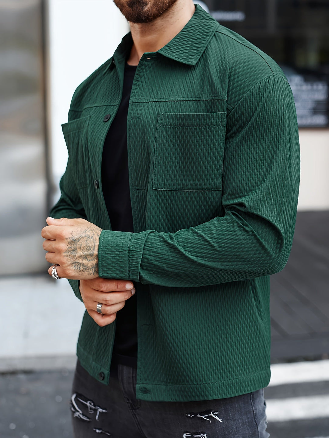 Structured Green Men's Shirt - Finn-S-Nora Luxe