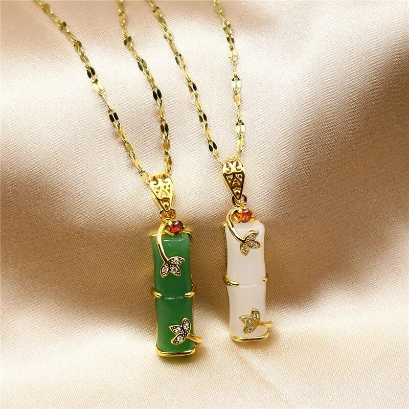 Stunning Jade Amulet Necklace-Green-Nora Luxe
