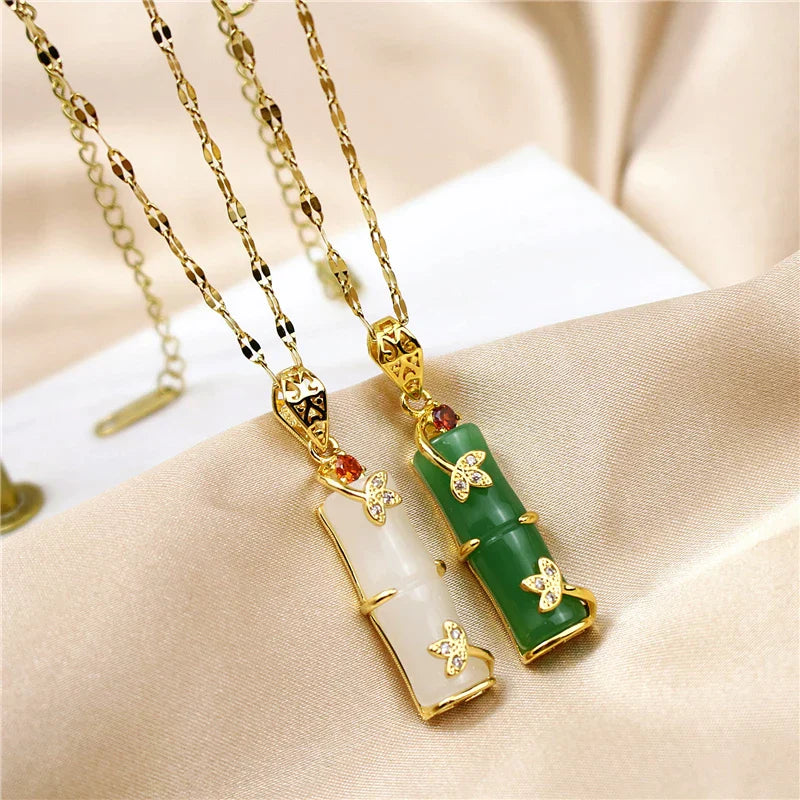 Stunning Jade Amulet Necklace-Green-Nora Luxe