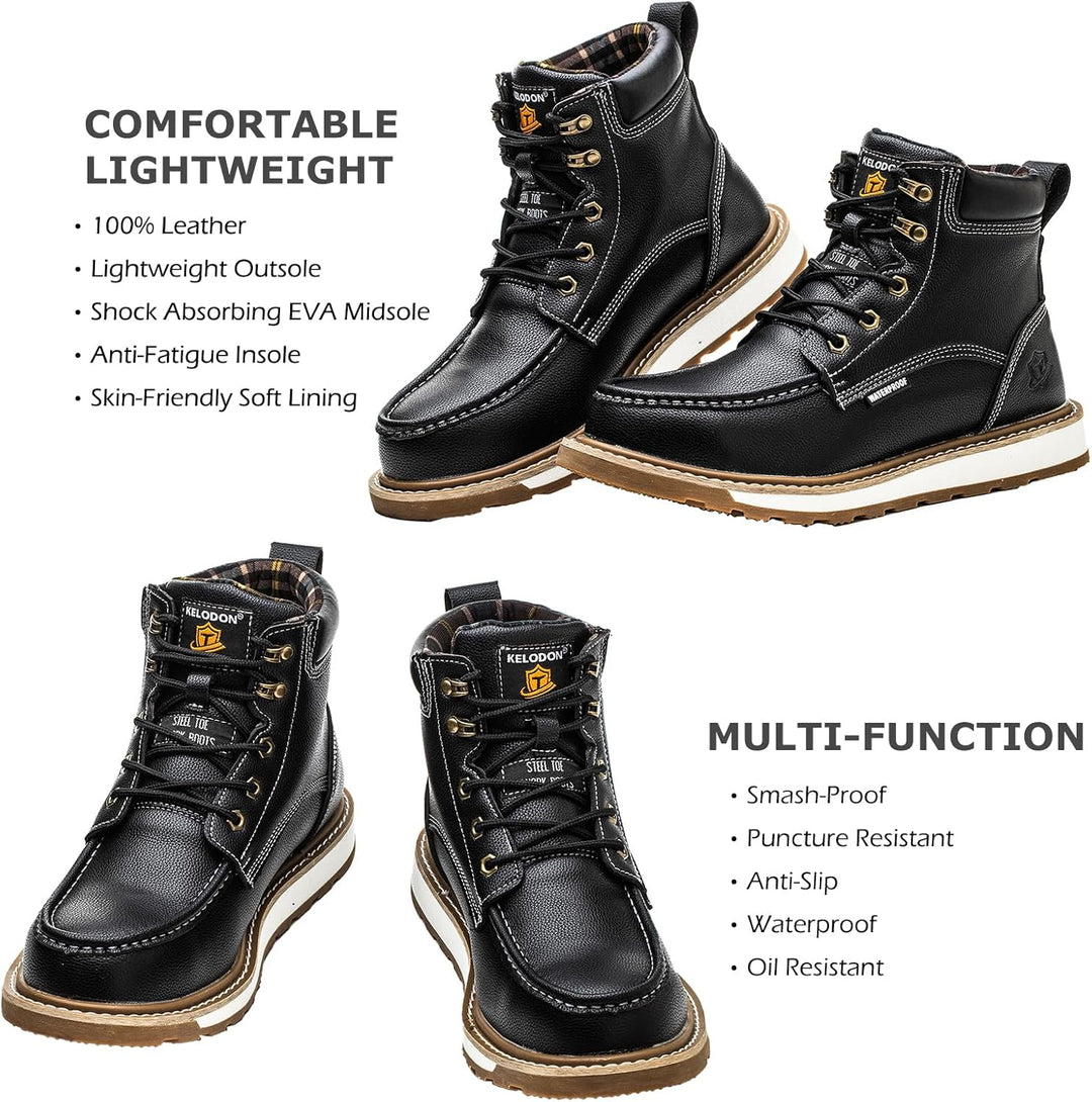 Sturdy Waterproof Work Boots for Men - Timothy-Black-6.5-Nora Luxe