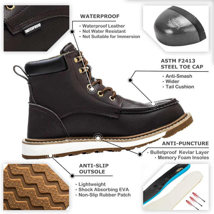 Sturdy Waterproof Work Boots for Men - Timothy-Black-6.5-Nora Luxe