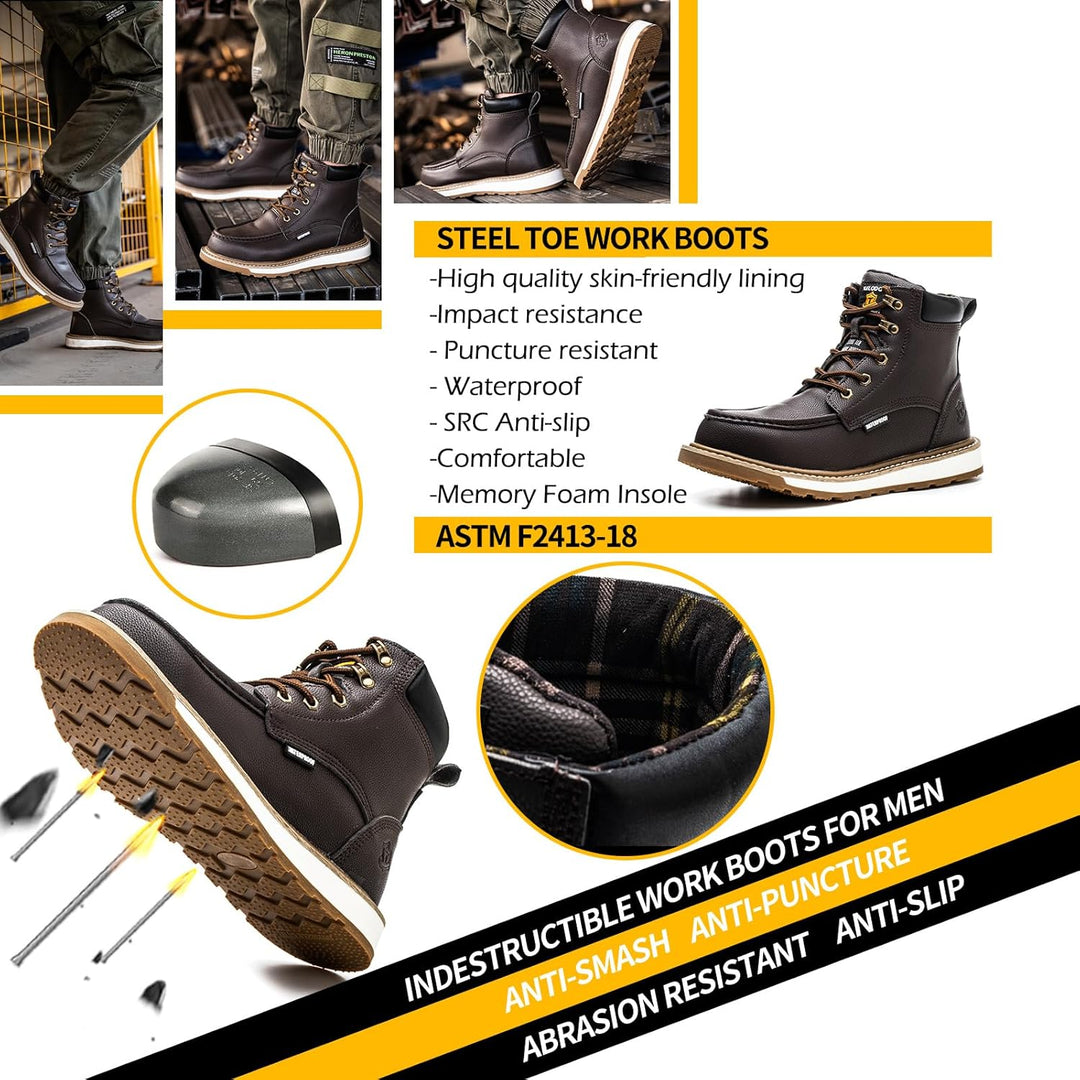 Sturdy Waterproof Work Boots for Men - Timothy-Black-6.5-Nora Luxe