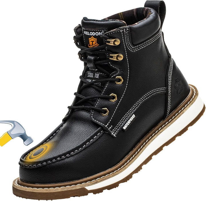 Sturdy Waterproof Work Boots for Men - Timothy-Black-6.5-Nora Luxe