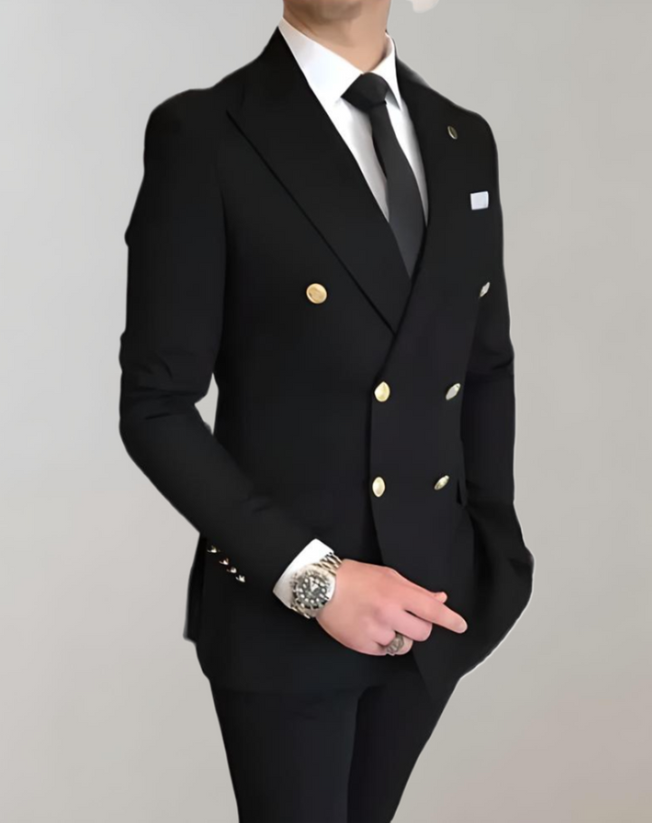 Stylish 2-Piece Men's Suit - Leon-Black-S-Nora Luxe