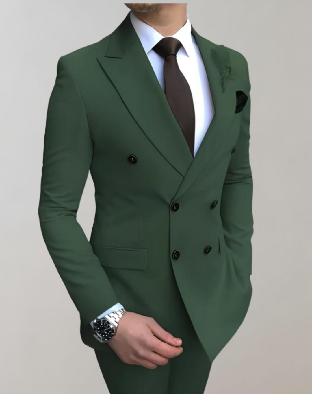 Stylish 2-Piece Men's Suit - Leon-Dark Green-S-Nora Luxe