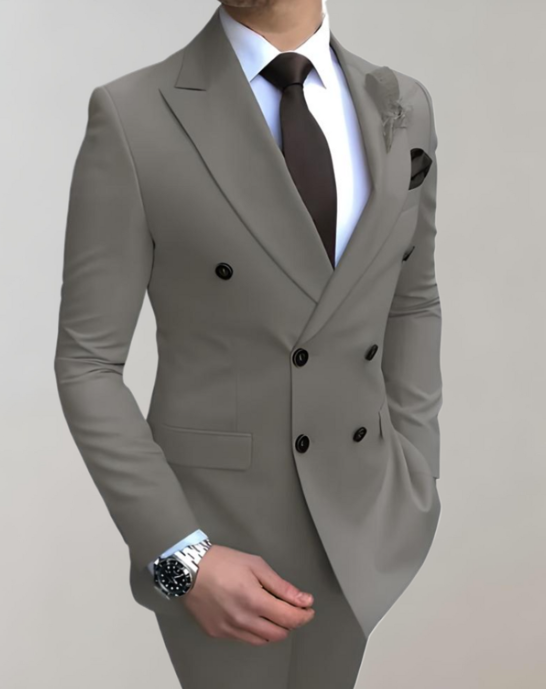 Stylish 2-Piece Men's Suit - Leon-Gray-S-Nora Luxe