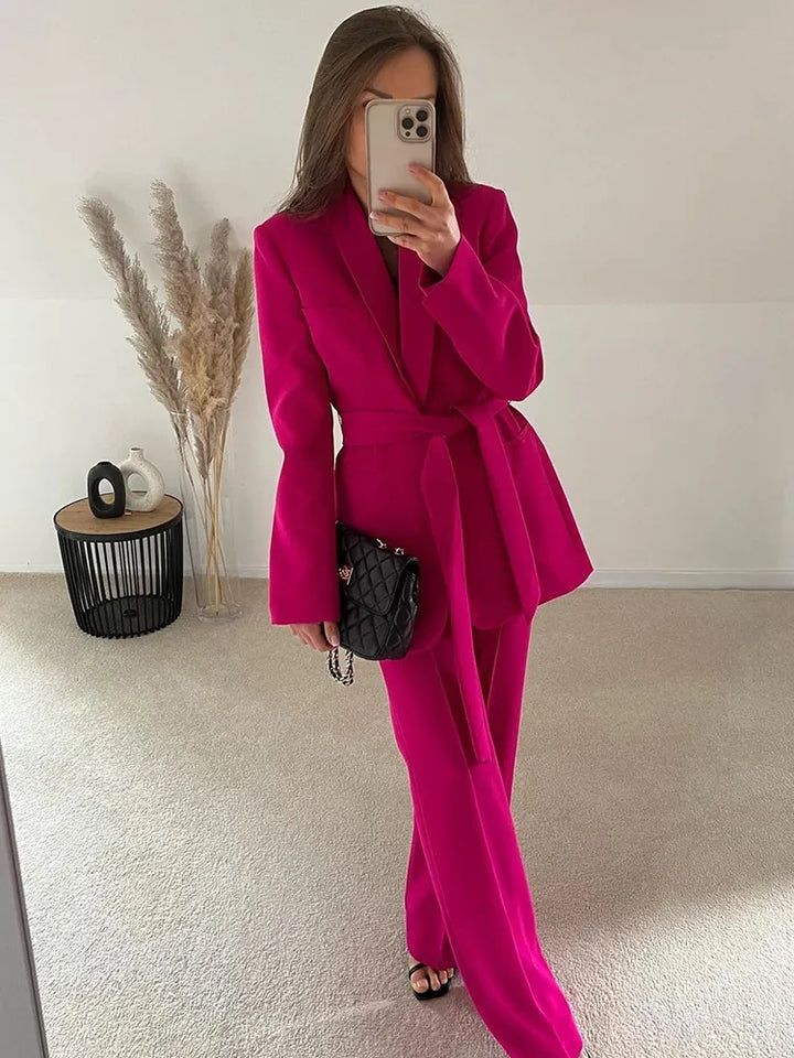Stylish 2-Piece Women's Suit - Lena-Pink-XS-Nora Luxe