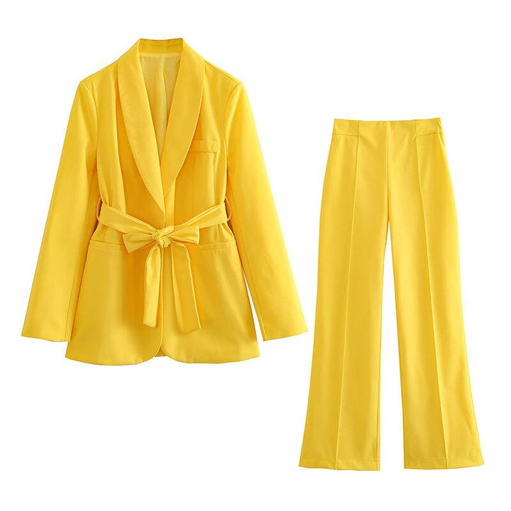 Stylish 2-Piece Women's Suit - Lena-Yellow-XS-Nora Luxe