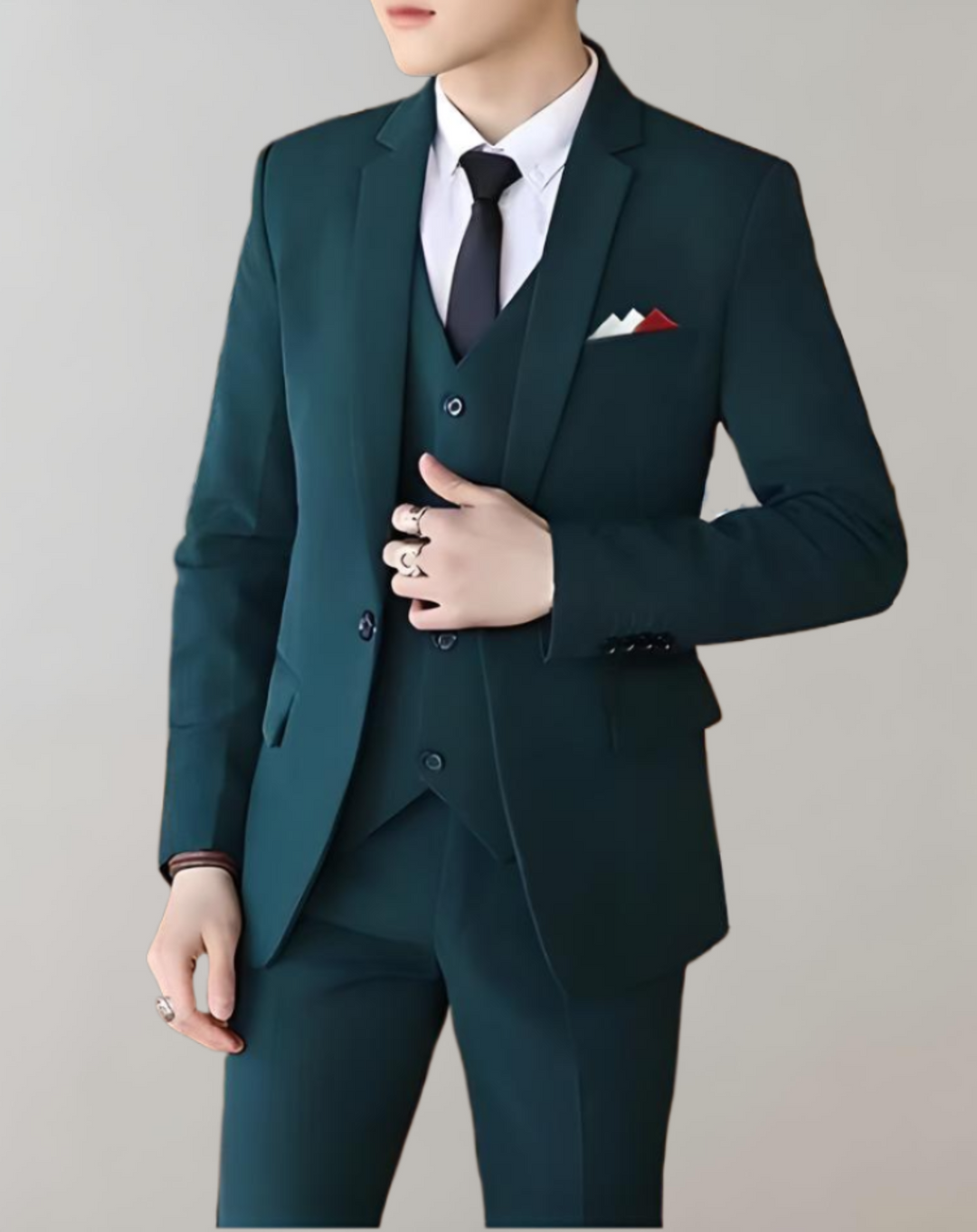 Stylish 3-Piece Men's Suit - Tobias-Dark Green-S-Nora Luxe