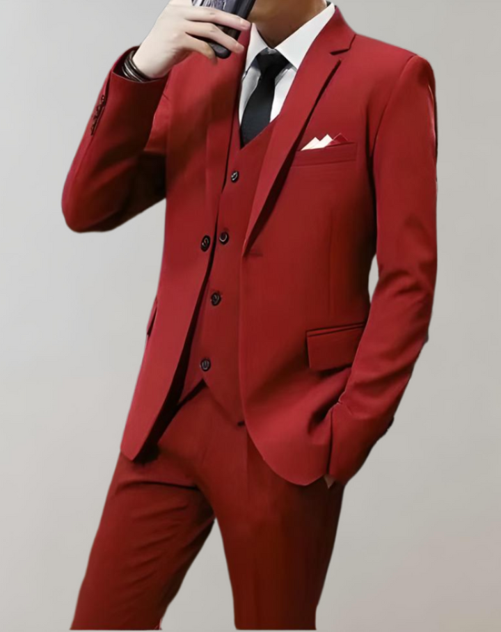 Stylish 3-Piece Men's Suit - Tobias-Red-S-Nora Luxe