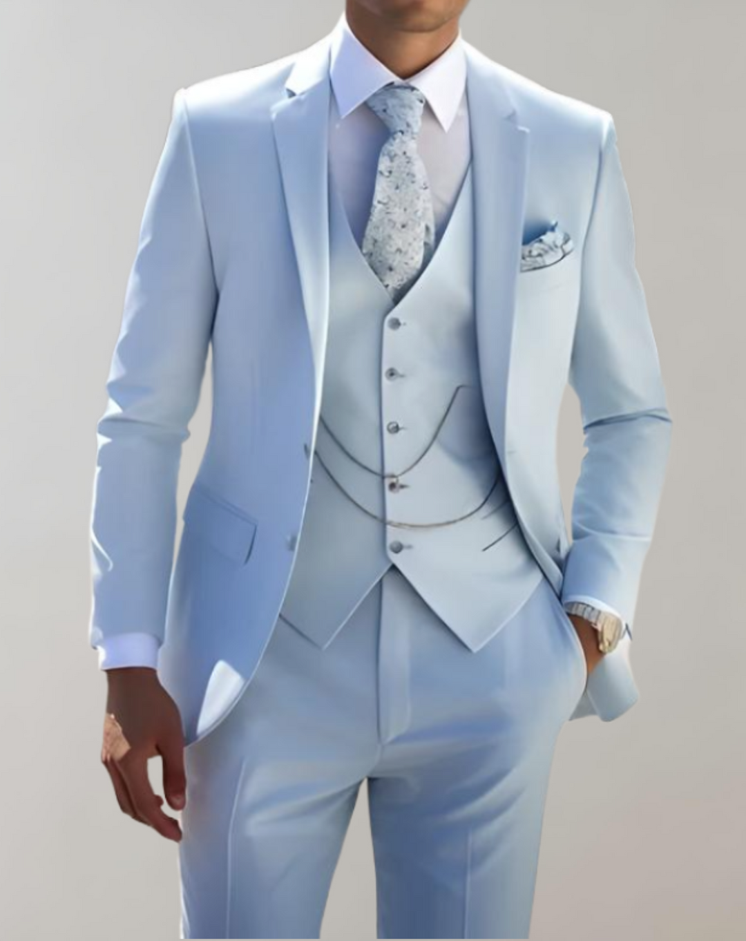 Stylish 3-Piece Suit for Men - Oscar-Light Blue-XS-Nora Luxe
