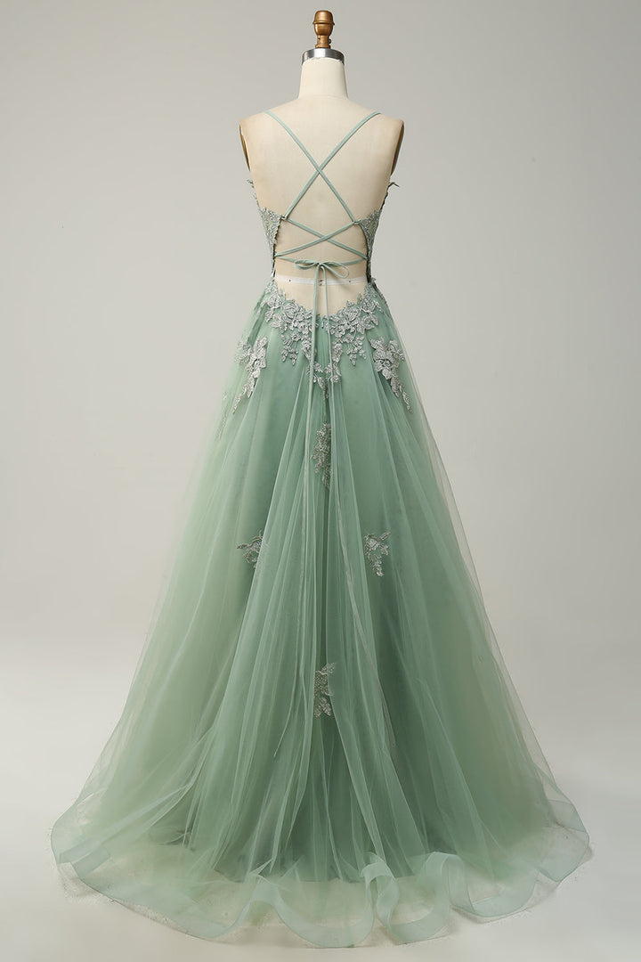 Stylish A-Line Evening Dress - Emilia-Grey-blue-0-Nora Luxe