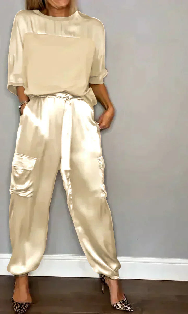 Stylish & Airy Women's Satin Jumpsuit for Special Occasions – Yasmina-Apricot-S-Nora Luxe