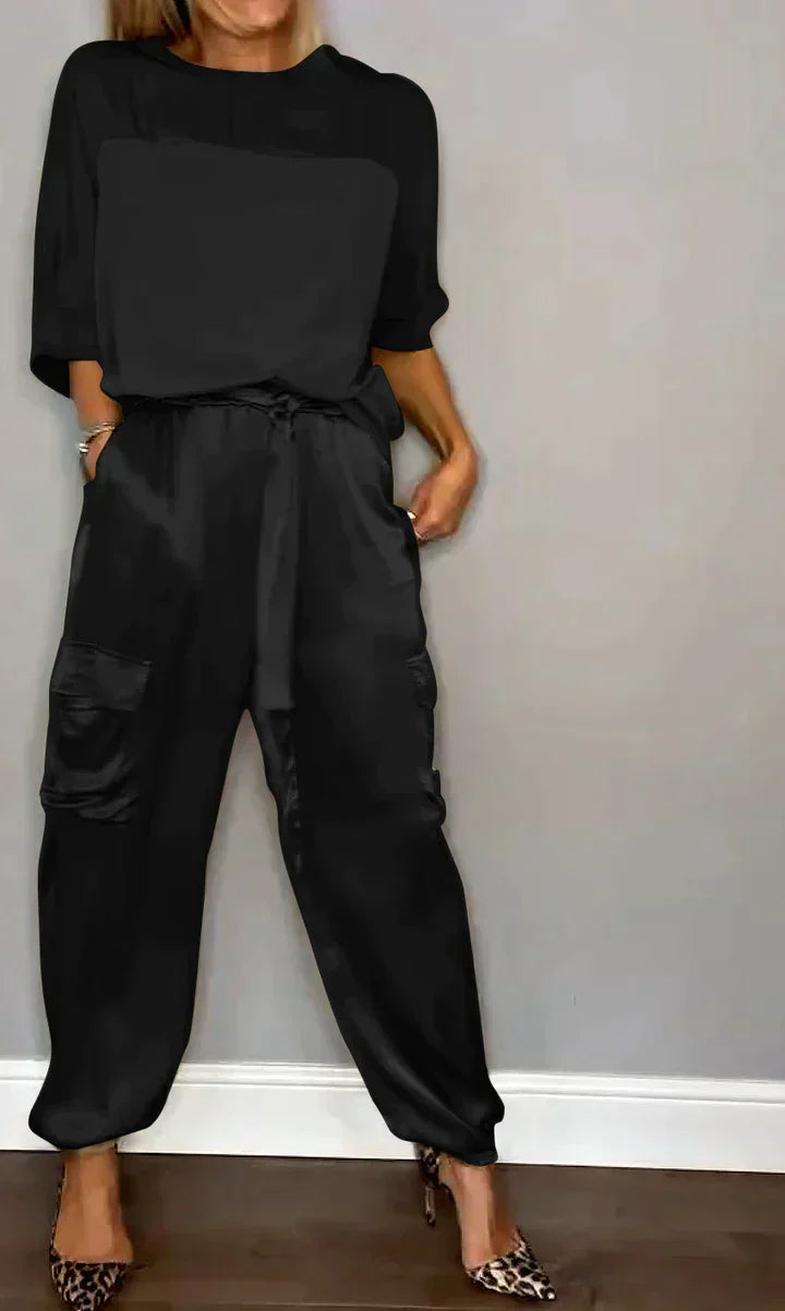 Stylish & Airy Women's Satin Jumpsuit for Special Occasions – Yasmina-Black-S-Nora Luxe