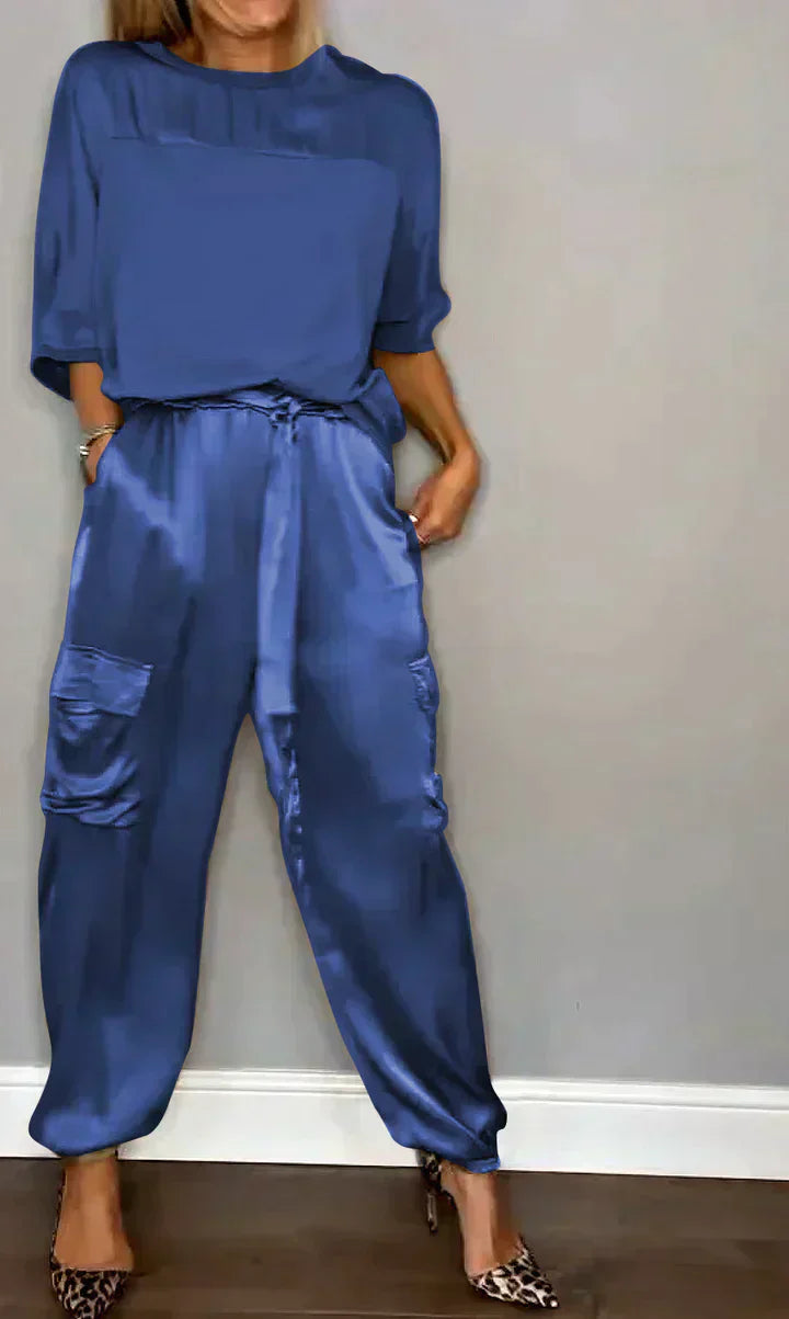 Stylish & Airy Women's Satin Jumpsuit for Special Occasions – Yasmina-Blue-S-Nora Luxe