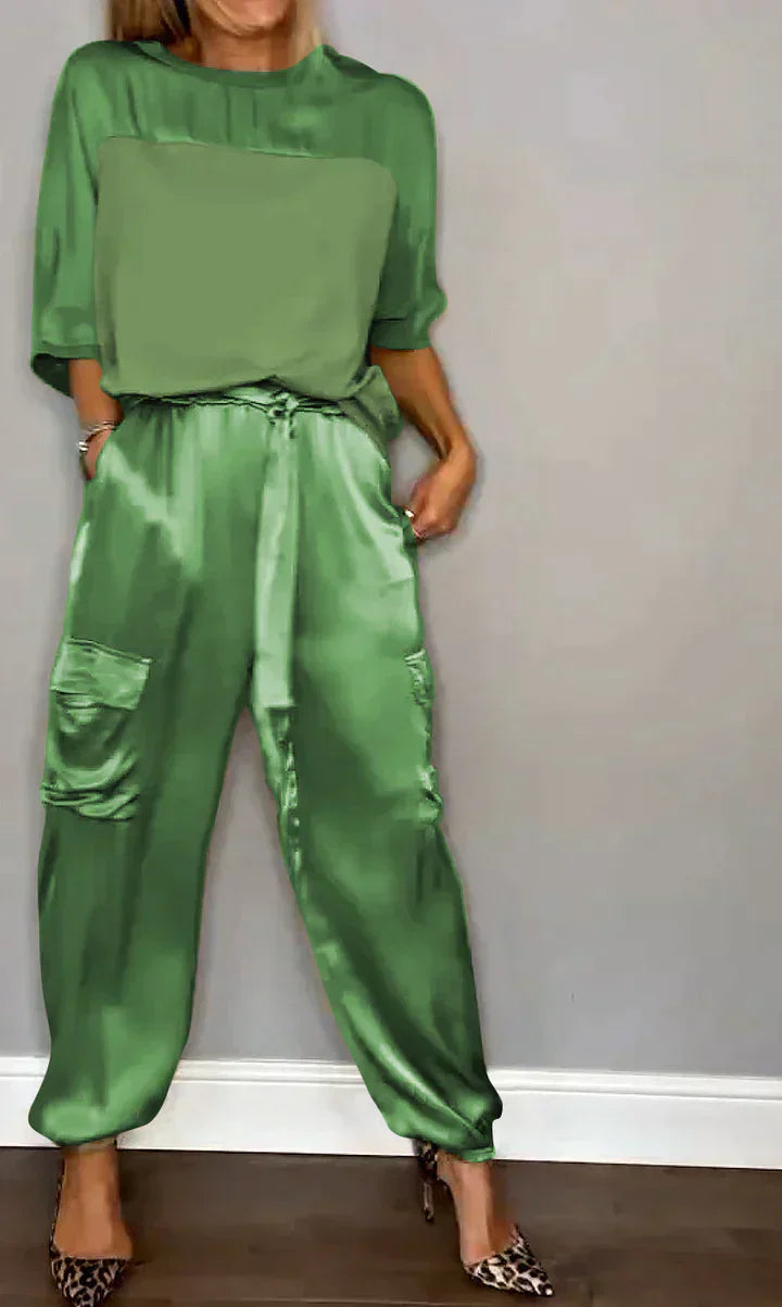 Stylish & Airy Women's Satin Jumpsuit for Special Occasions – Yasmina-Green-S-Nora Luxe