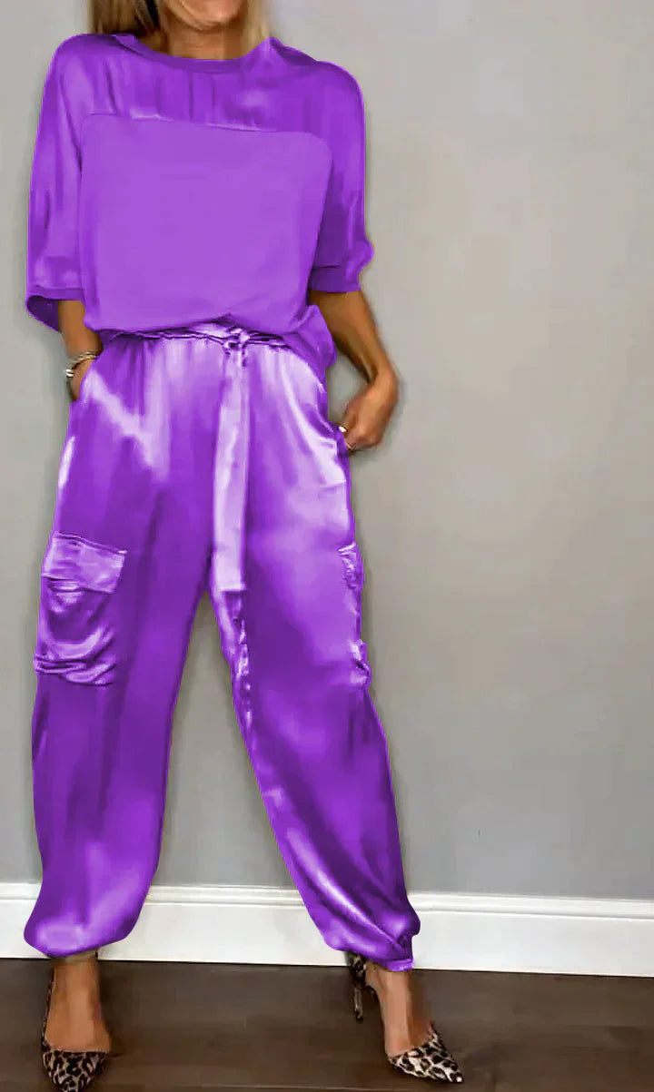 Stylish & Airy Women's Satin Jumpsuit for Special Occasions – Yasmina-Purple-S-Nora Luxe
