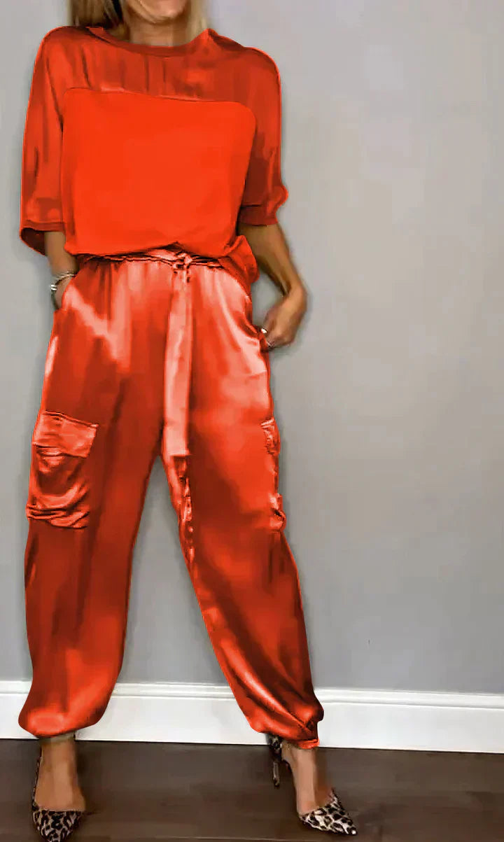 Stylish & Airy Women's Satin Jumpsuit for Special Occasions – Yasmina-Red-S-Nora Luxe