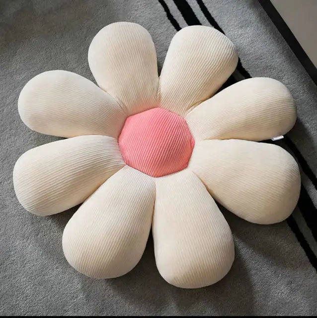 Stylish and Comfortable Flower-Shaped Cushion - Floral Bliss-White-Pink 2-13.78 in-Nora Luxe